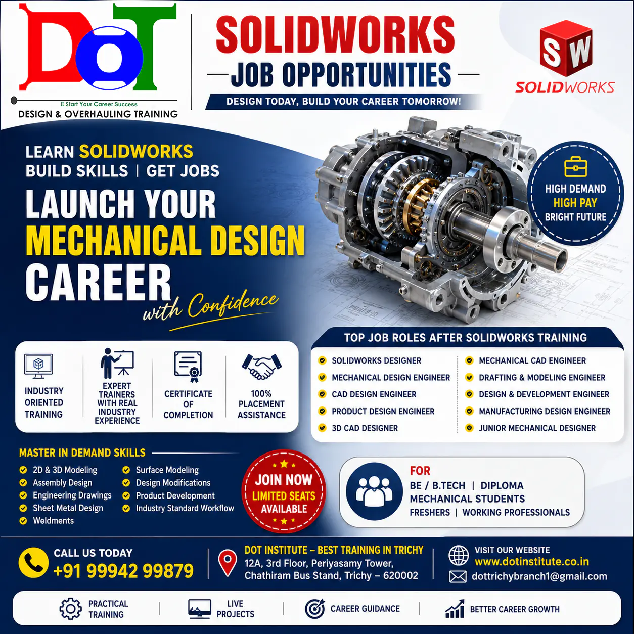 SolidWorks Job Opportunities in Trichy – Mechanical CAD training and career opportunities at DOT Institute